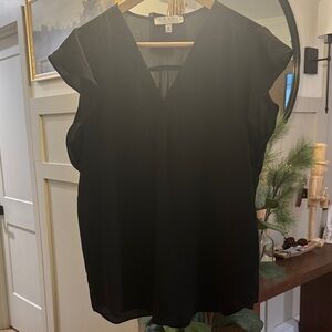 Chaus NY Elegant Black Flutter Sleeve Blouse